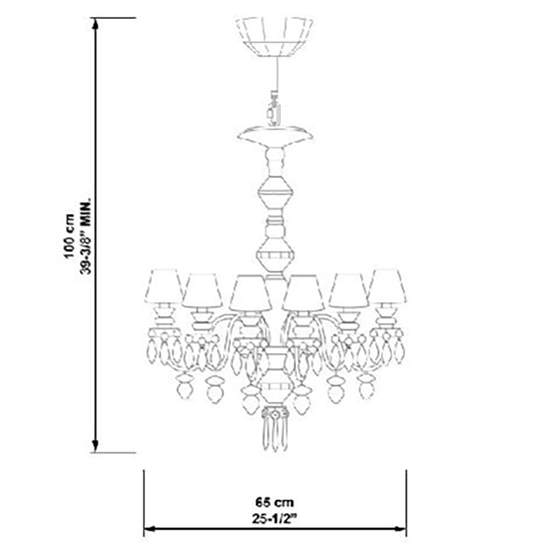 Belle de Nuit 12 Lights Chandelier Suspension Dimensions