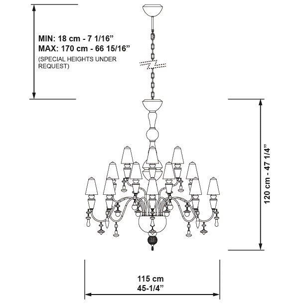 Ivy and Seed 20 Lights Medium Chandelier Suspension Dimensions