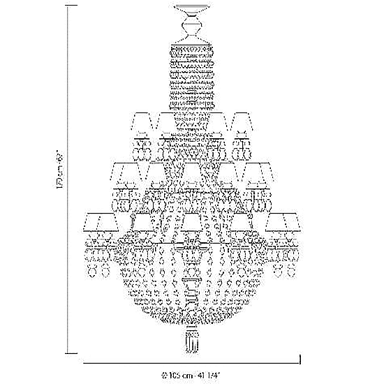 Winter Palace 30 Lights Chandelier Suspension Dimensions