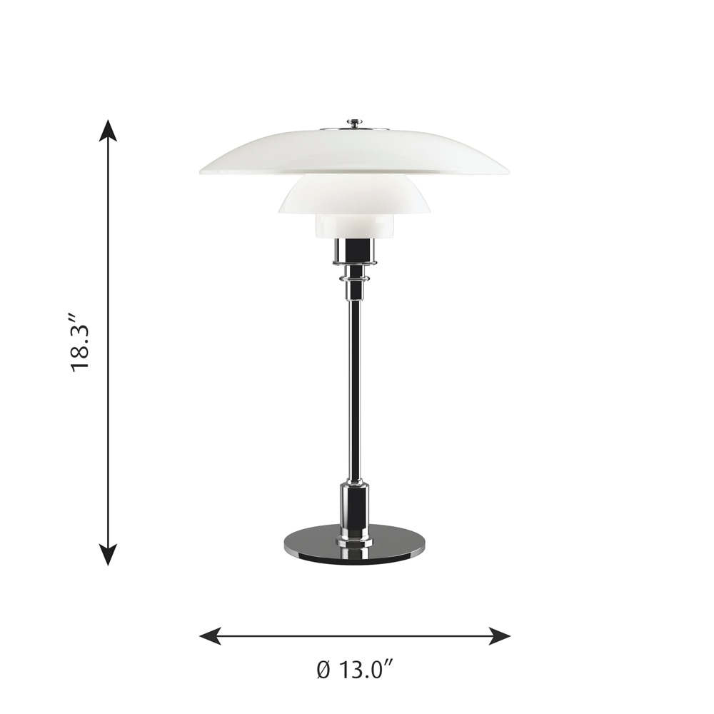 PH 3½-2½ Glass Table Dimensions