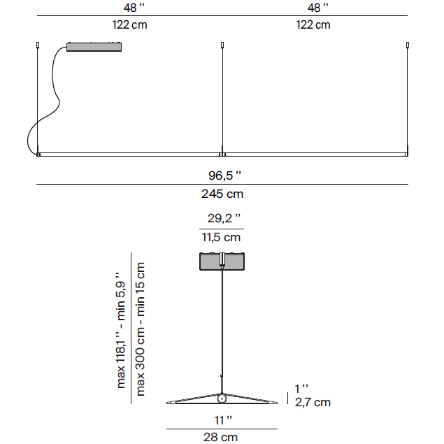 Fienile Double Suspension Dimensions