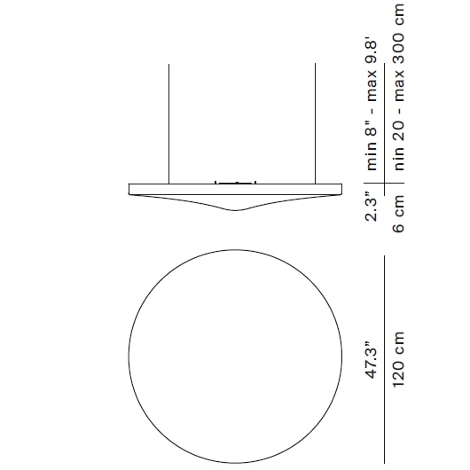 Pétale Round Suspension Dimensions