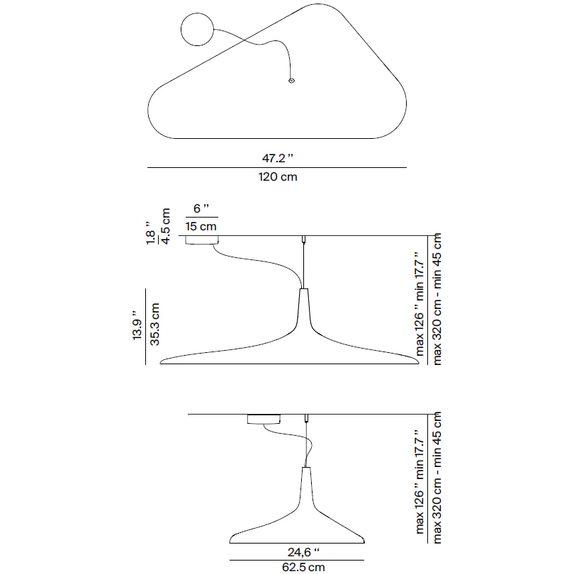 Soleil Noir Suspension Dimensions