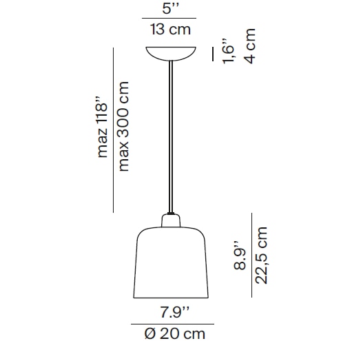 Zile Small Suspension Dimensions