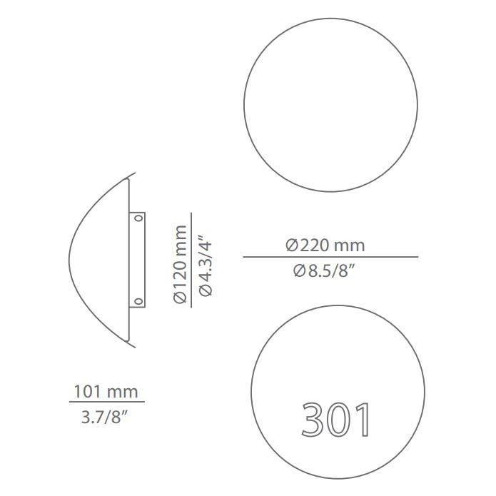 Lune A-3370-W Wall Signage Dimensions