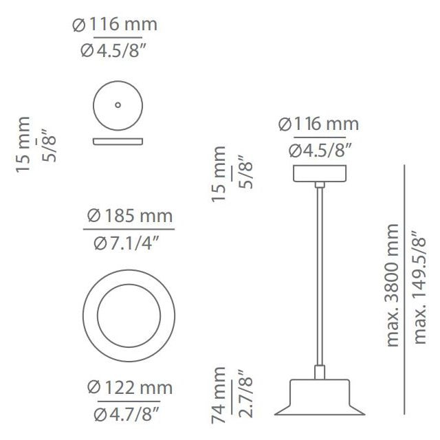 Maine T-3415L/3416L-W Suspension Dimensions