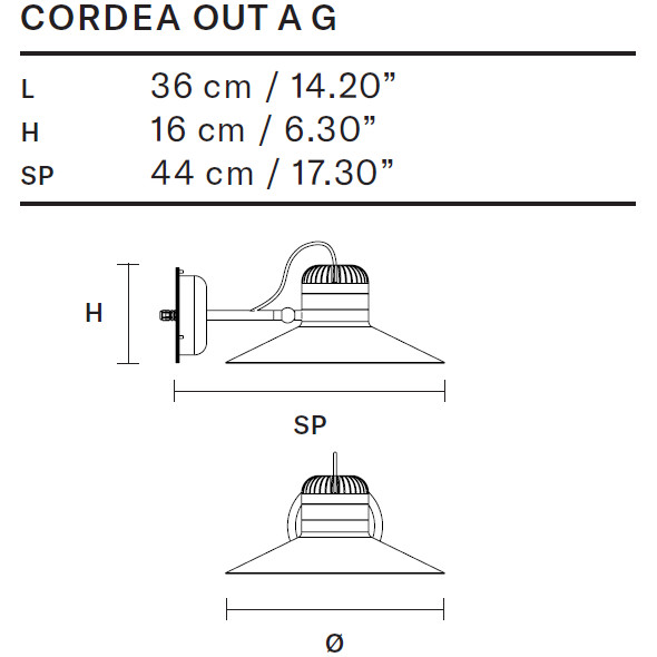 Cordea A G Outdoor Wall Dimensions