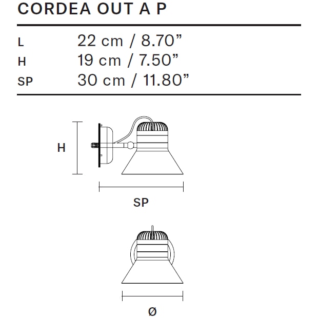 Cordea A P Outdoor Wall Dimensions