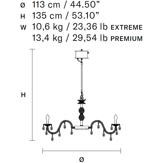 Drylight S12 Outdoor Suspension Dimensions