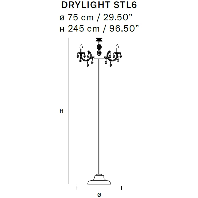 Drylight STL6 Outdoor Portable Floor/Bollard Dimensions