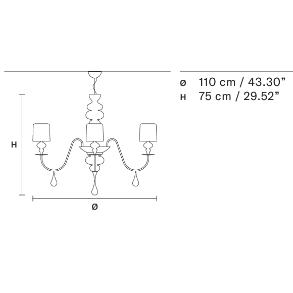 Eva Chandelier Suspension - Masiero | Chandeliers - USA & Canada