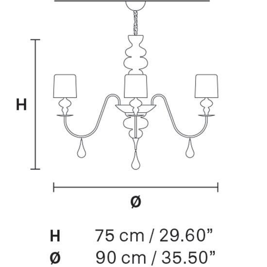Eva Chandelier Suspension Dimensions