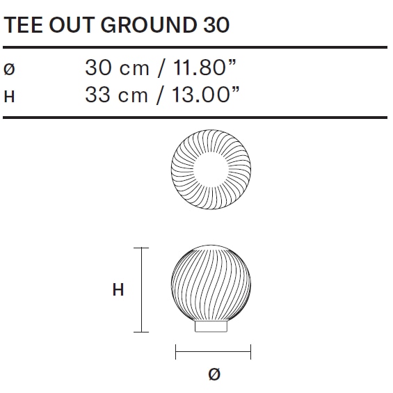 Tee Ground 30 Outdoor Bollard Dimensions