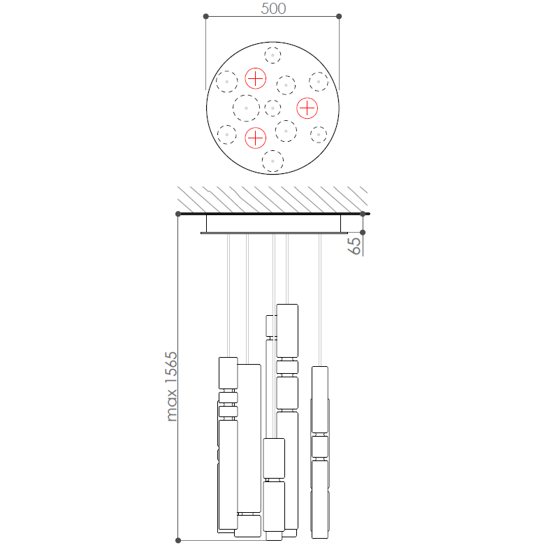 Hydra Gotham Pre-Designed Chandelier Suspension Dimensions