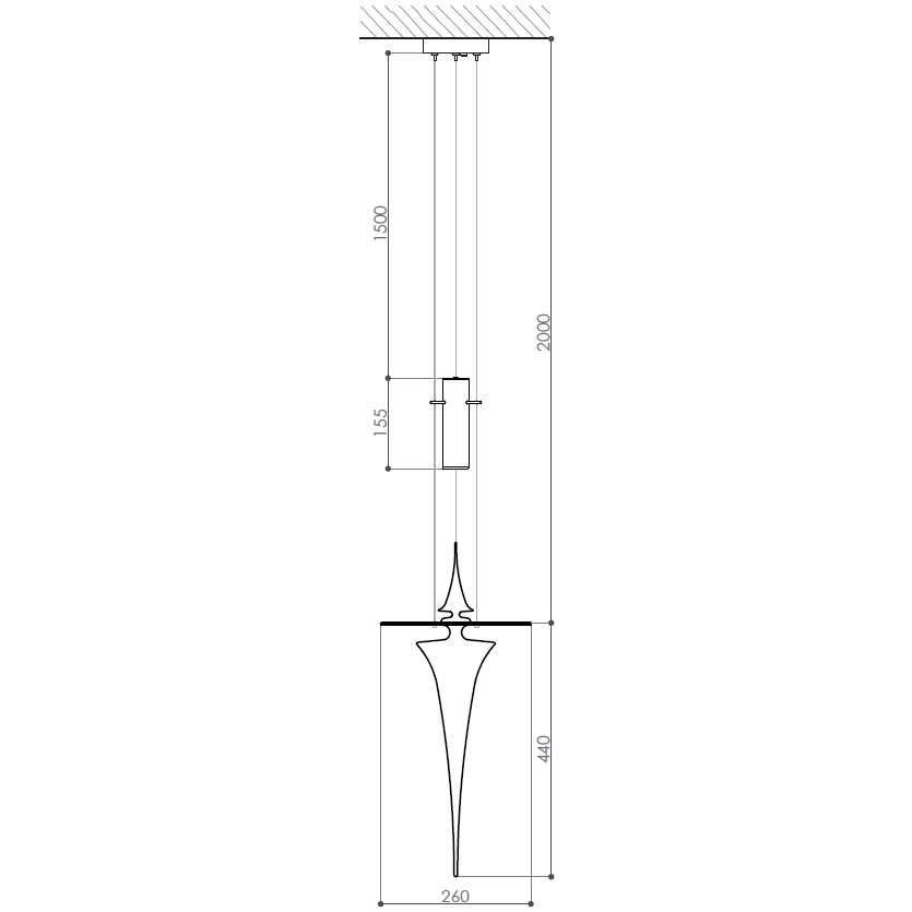 Perfume Spear Pendant Suspension Dimensions