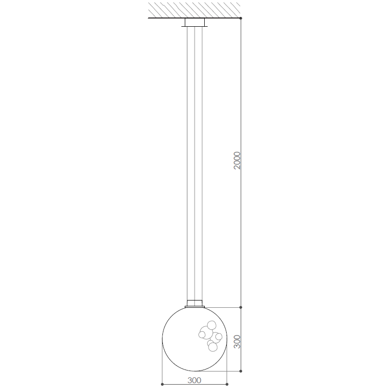 Soap Sphere Pendant Suspension Dimensions