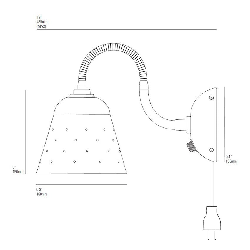 Alma Dimmable Plug-In Wall Dimensions