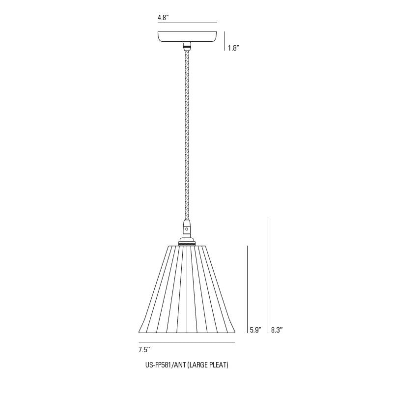 Antique Brass Pleat Pendant Suspension Dimensions