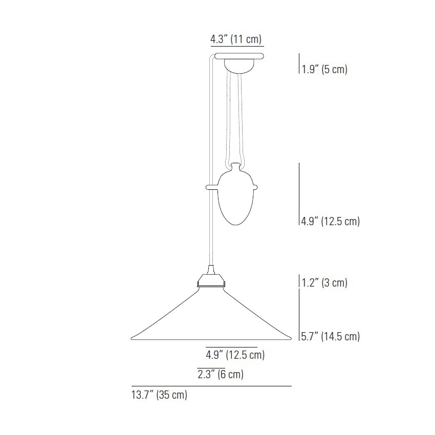 Cobb Rise & Fall Pendant Suspension Dimensions