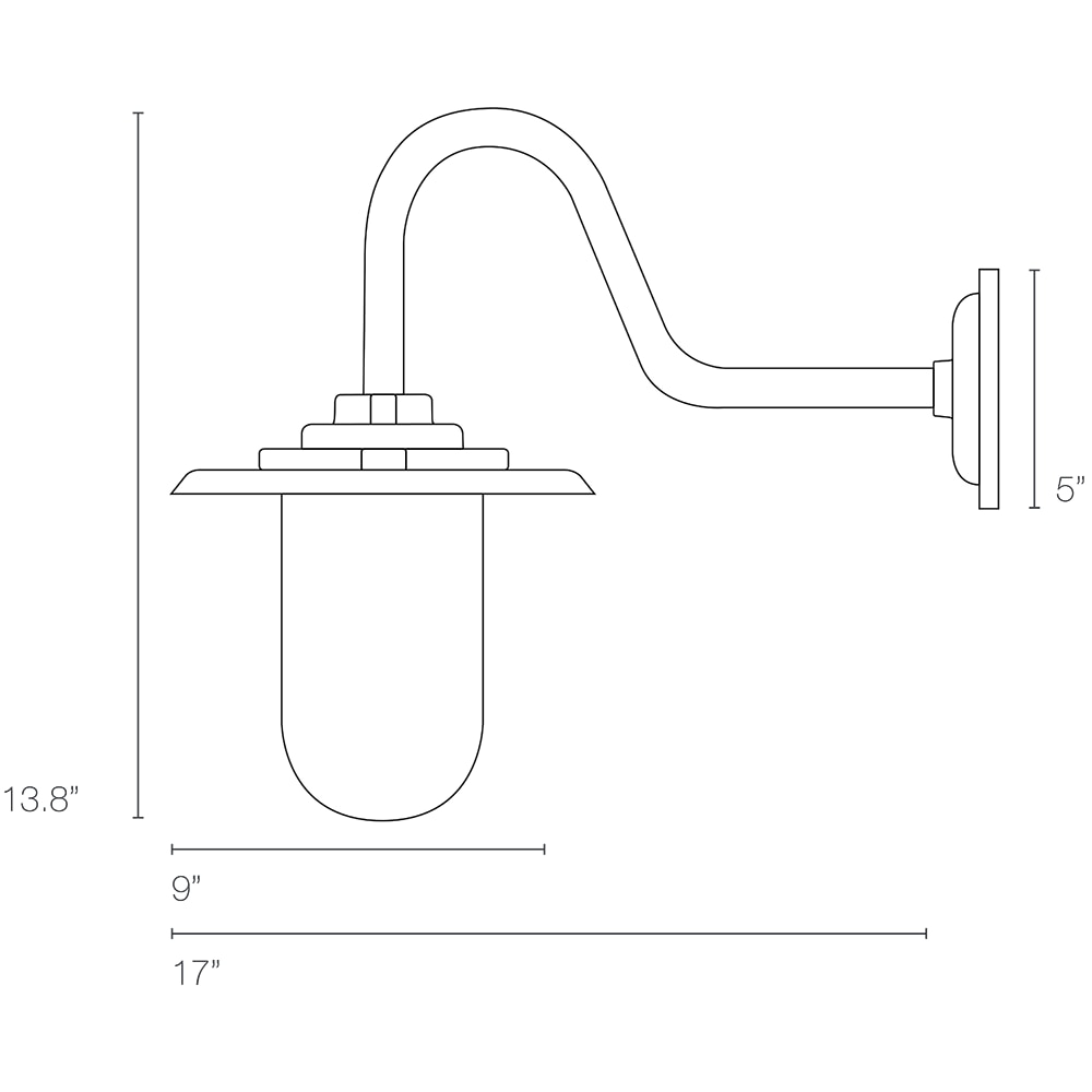 Exterior Bracket Indoor/Outdoor Wall Swan Neck Dimensions