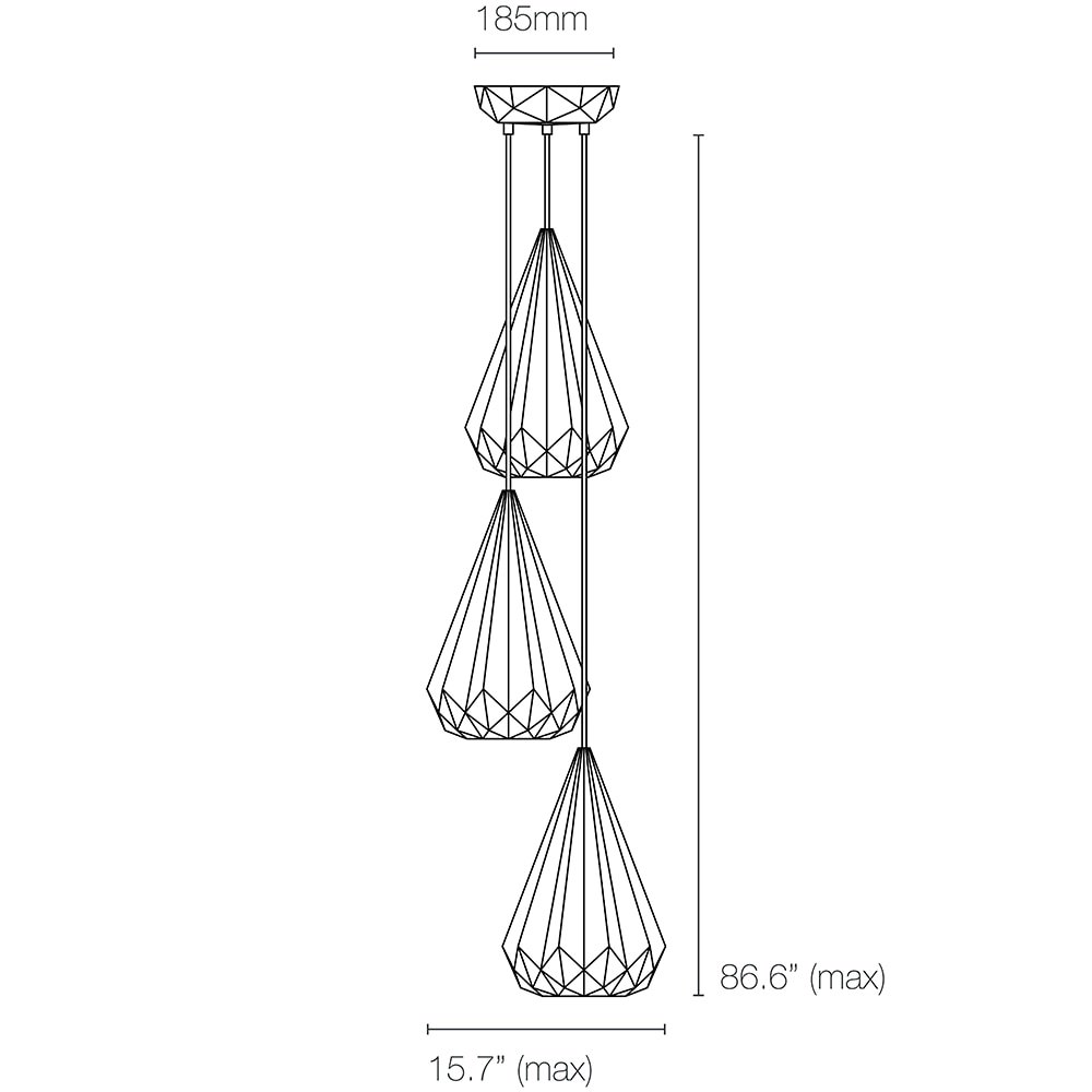 Hatton 3 Suspension Grouping of 3 Dimensions