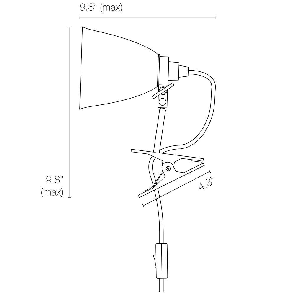 Hector Wall Dome Clip Light Dimensions