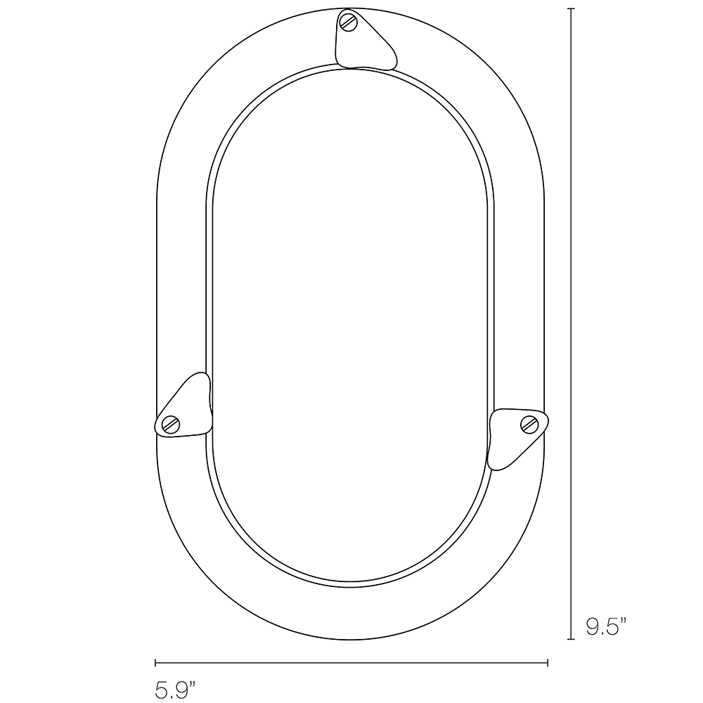 Oval Aluminium Bulkhead Indoor/Outdoor Ceiling/Wall Dimensions