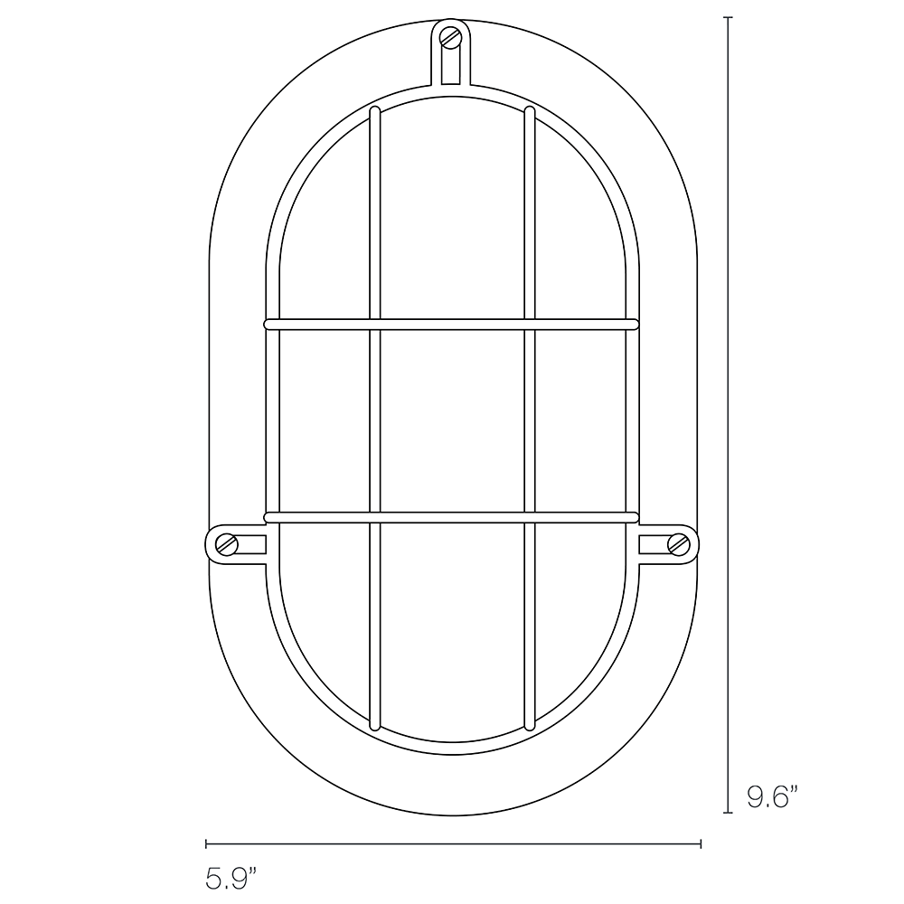 Oval Aluminium Bulkhead Indoor/Outdoor Ceiling/Wall With Guard Dimensions