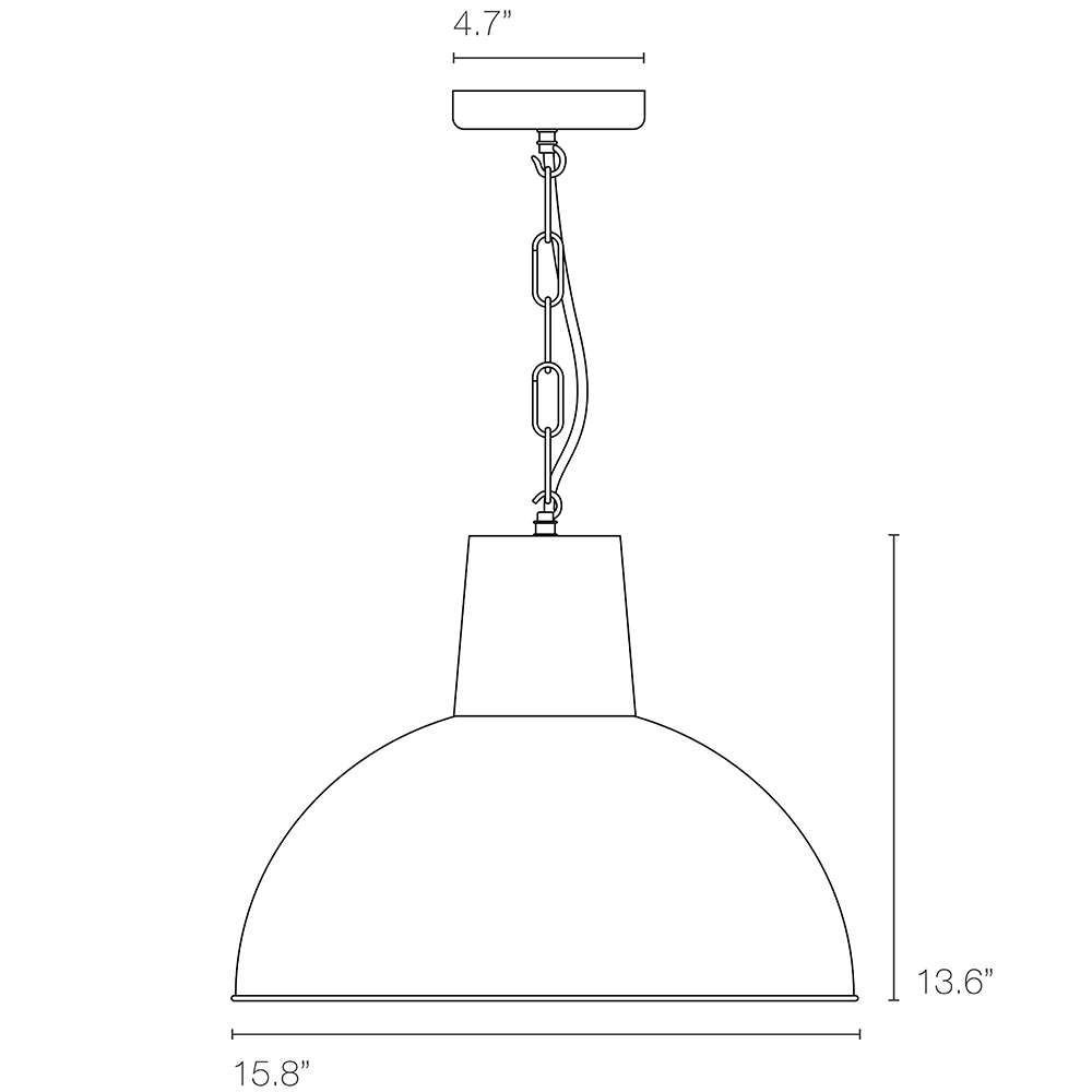 Spun Reflector Suspension Medium Dimensions