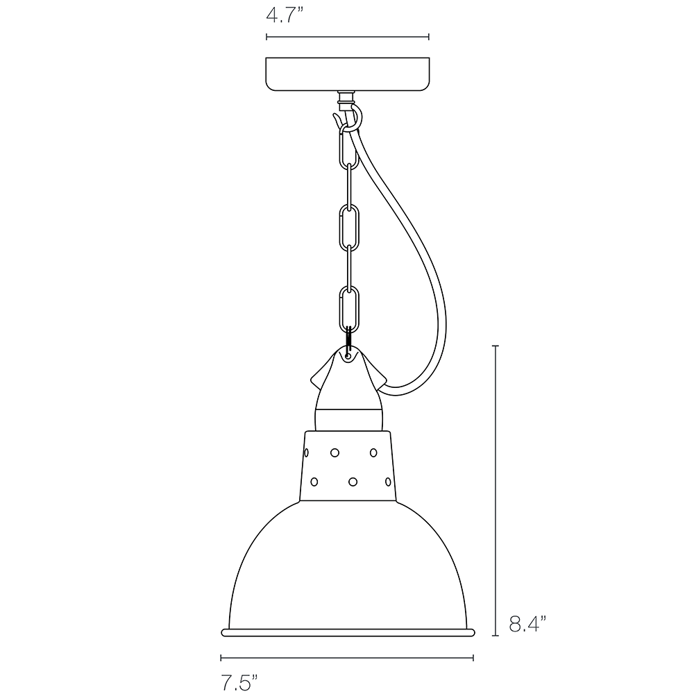 Spun Reflector Suspension With Lamp Holder Dimensions