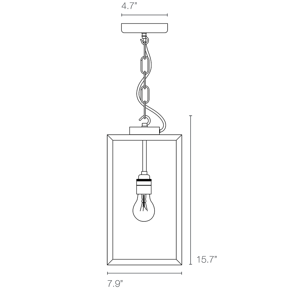 Square Indoor/Outdoor Suspension Small with Closed Top Dimensions