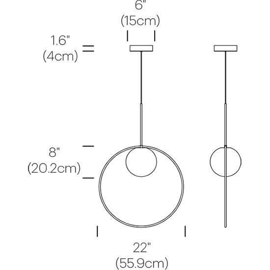 Bola Halo 22in Suspension Dimensions