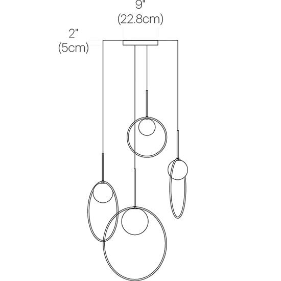 Bola Halo 4 Light Chandelier Suspension Dimensions