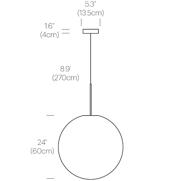Bola Sphere 24in Suspension Dimensions