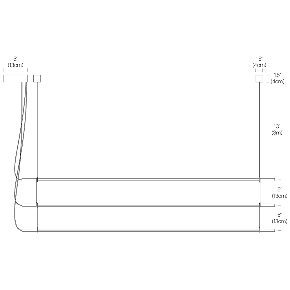 T.O Triple Pendant Suspension Dimensions