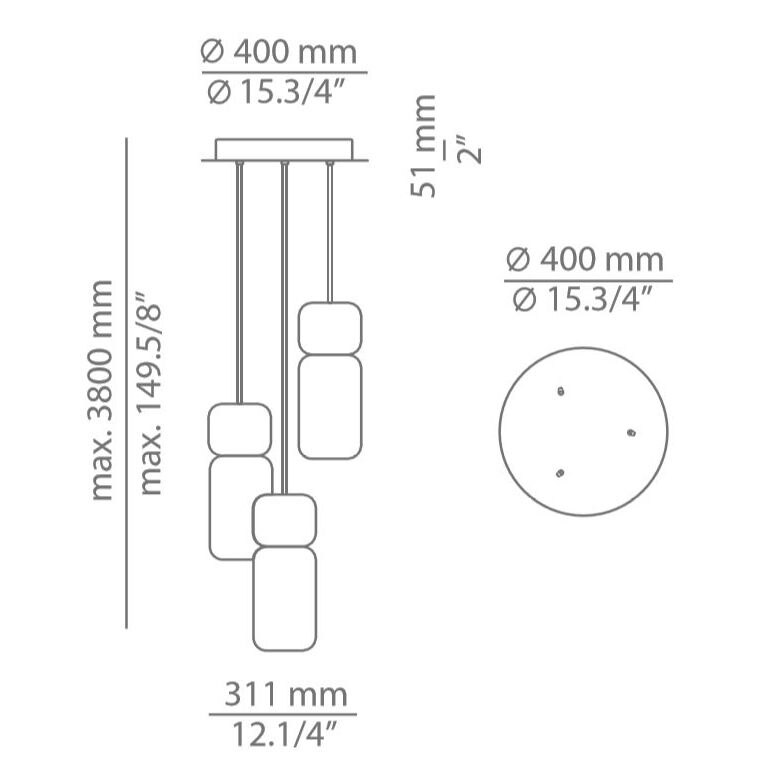 Pila 3 Light Round Suspension Dimensions