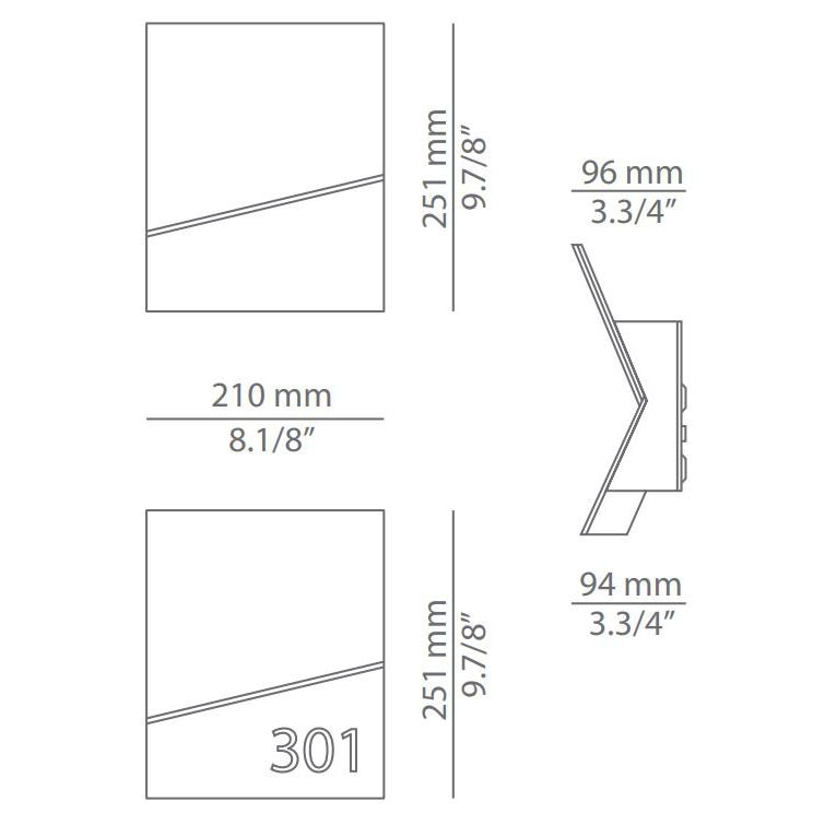 Piu A-3320L Wall Signage Dimensions