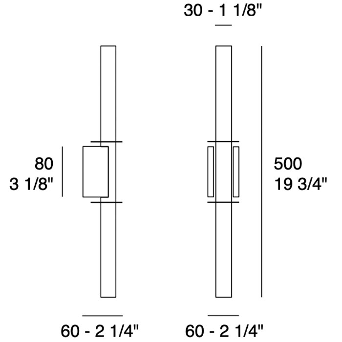 Lin W1 Wall - Prandina | ADA Wall Lights - USA & Canada