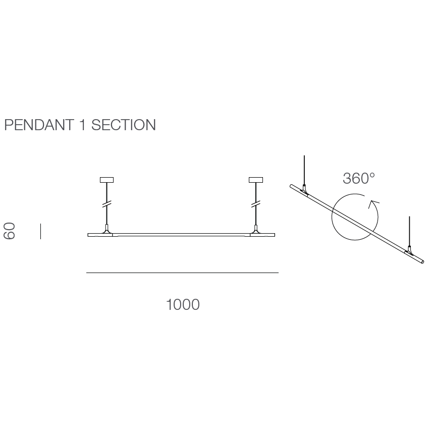 Gallery Pendant Suspension System Dimensions