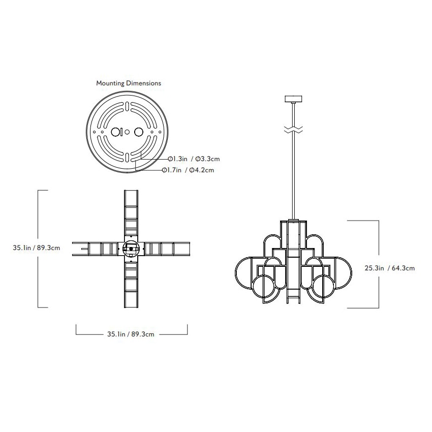 Moonrise Chandelier 02 Suspension Dimensions