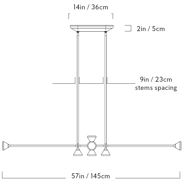 Apollo 10 Light Horizontal Suspension Dimensions