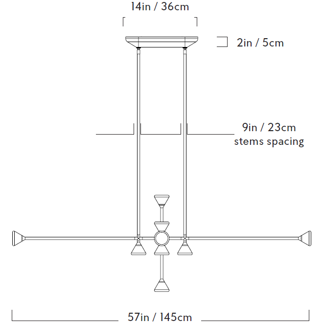 Apollo 12 Light Suspension Dimensions