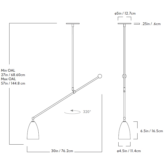Slope Pendant Suspension Dimensions