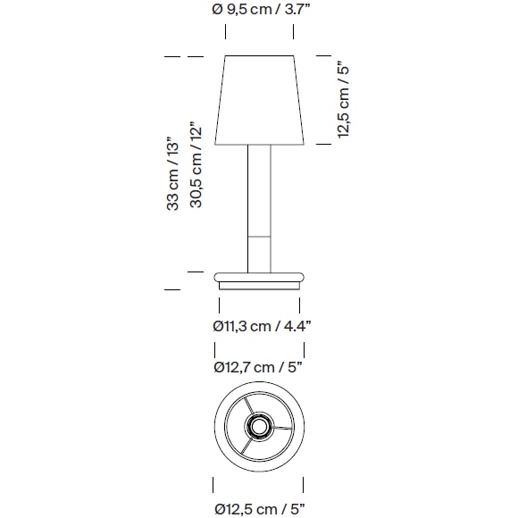 Básica Mínima Battery Portable Table Dimensions