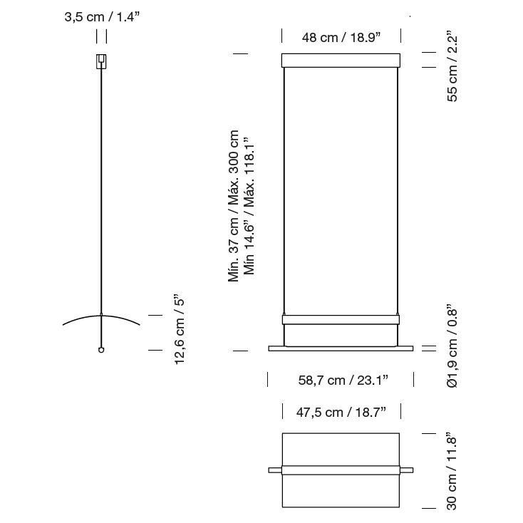 Lámina 45 Suspension Dimensions