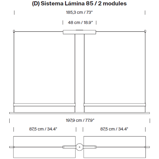 Sistema Lámina 85 Suspension Dimensions