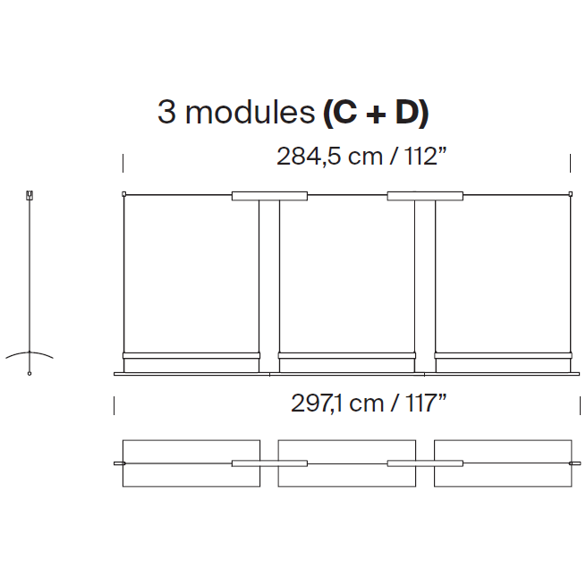 Sistema Lámina 85 Suspension Dimensions