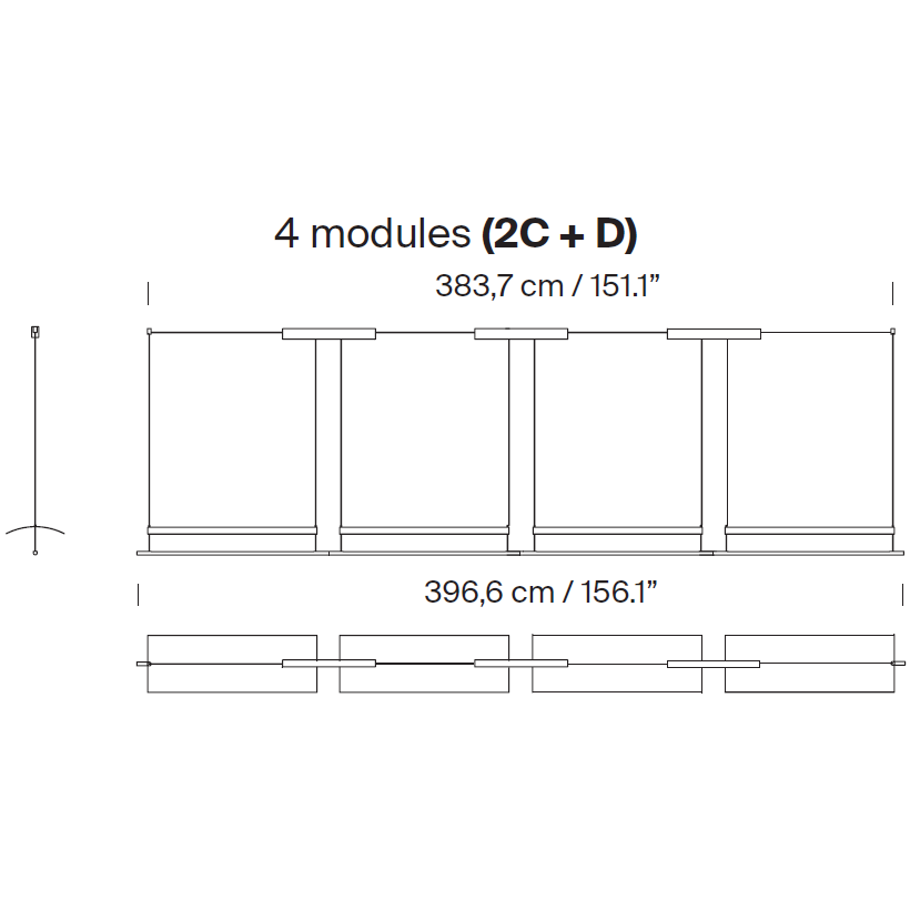 Sistema Lámina 85 Suspension Dimensions