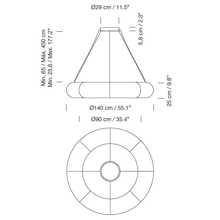 Tekio Circular and Oval Suspension Dimensions