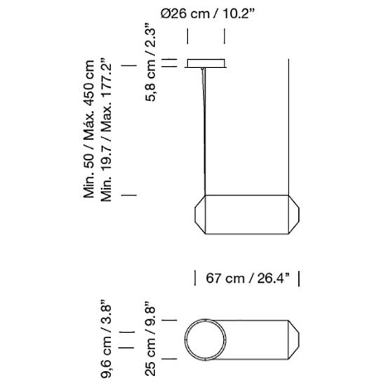 Tekio Horizontal Suspension Dimensions